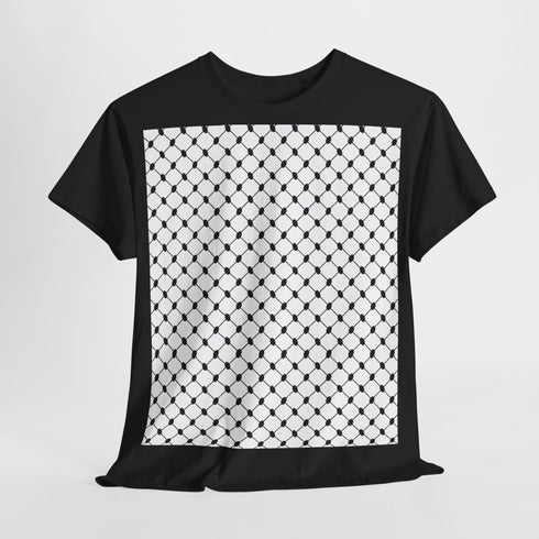 Keffiyeh Pattern Heavy Cotton Tee - Modern Mesh Design Streetwear T-Shirt